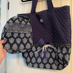 Vera Bradley Calypso Navy Blue Lunch Tote Bag READ